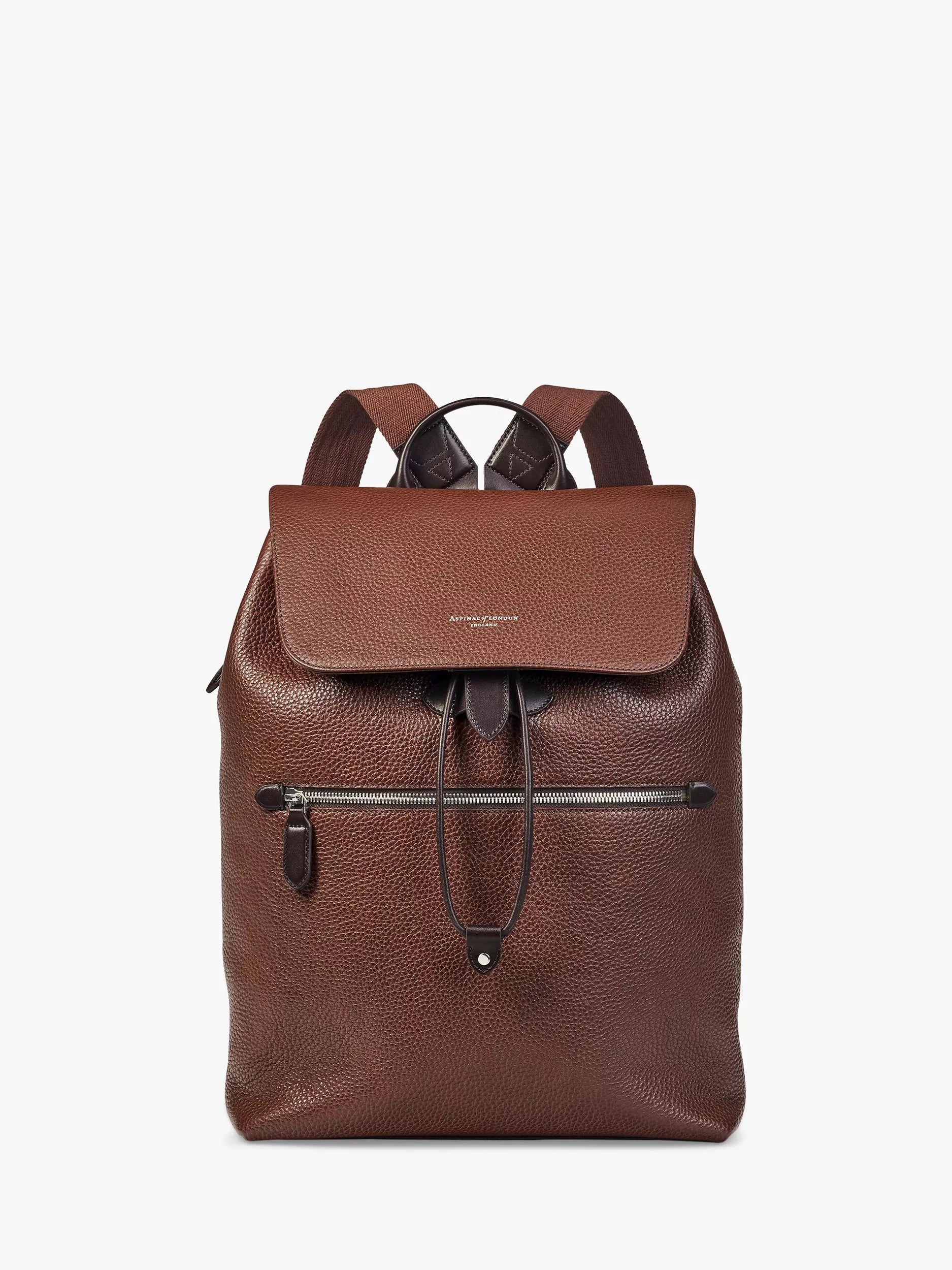 Aspinal of London Reporter Leather Backpack, Tobacco
