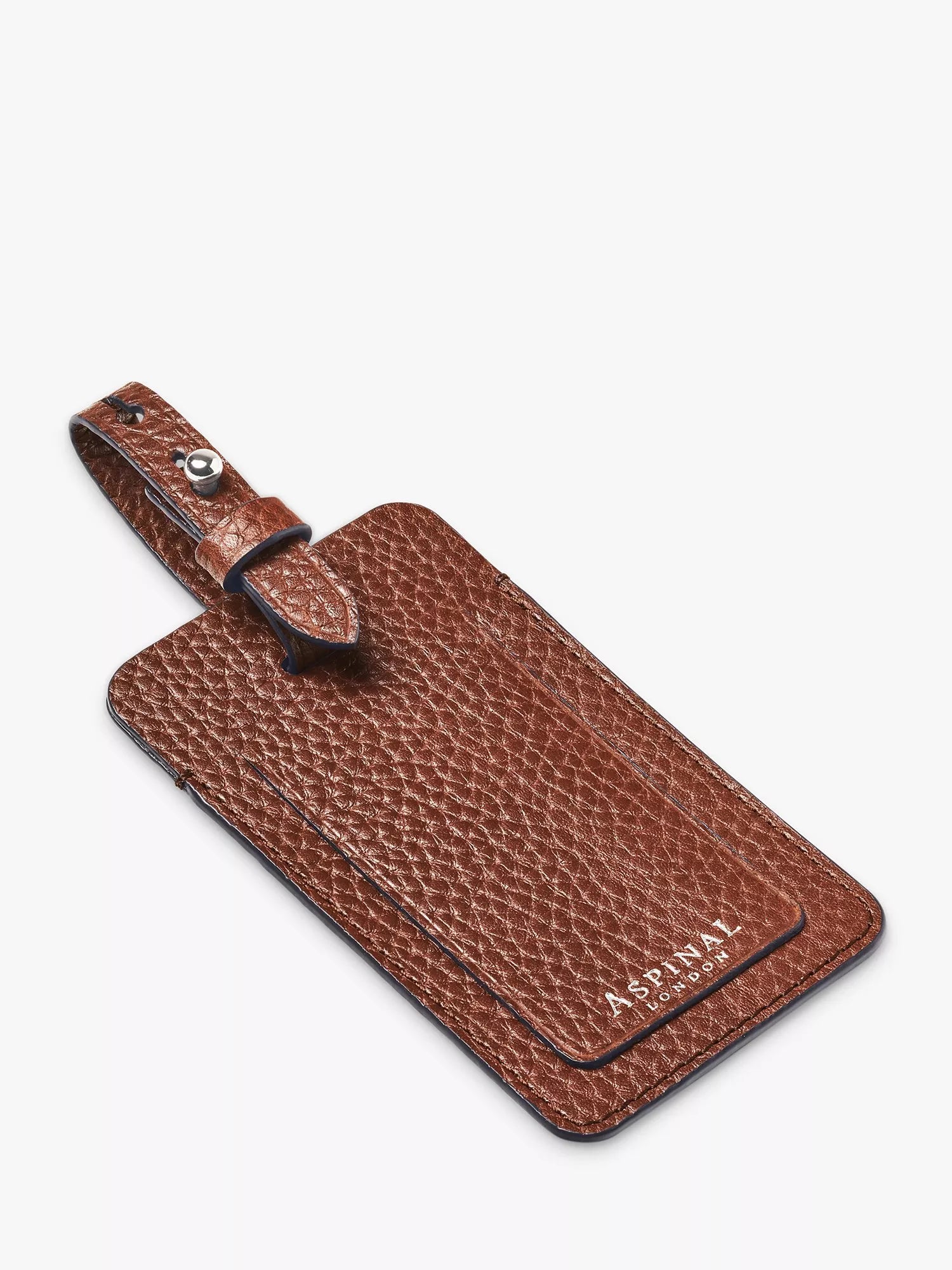 Aspinal of London Pebble Leather Luggage Tag 11.4 x 6.6cm