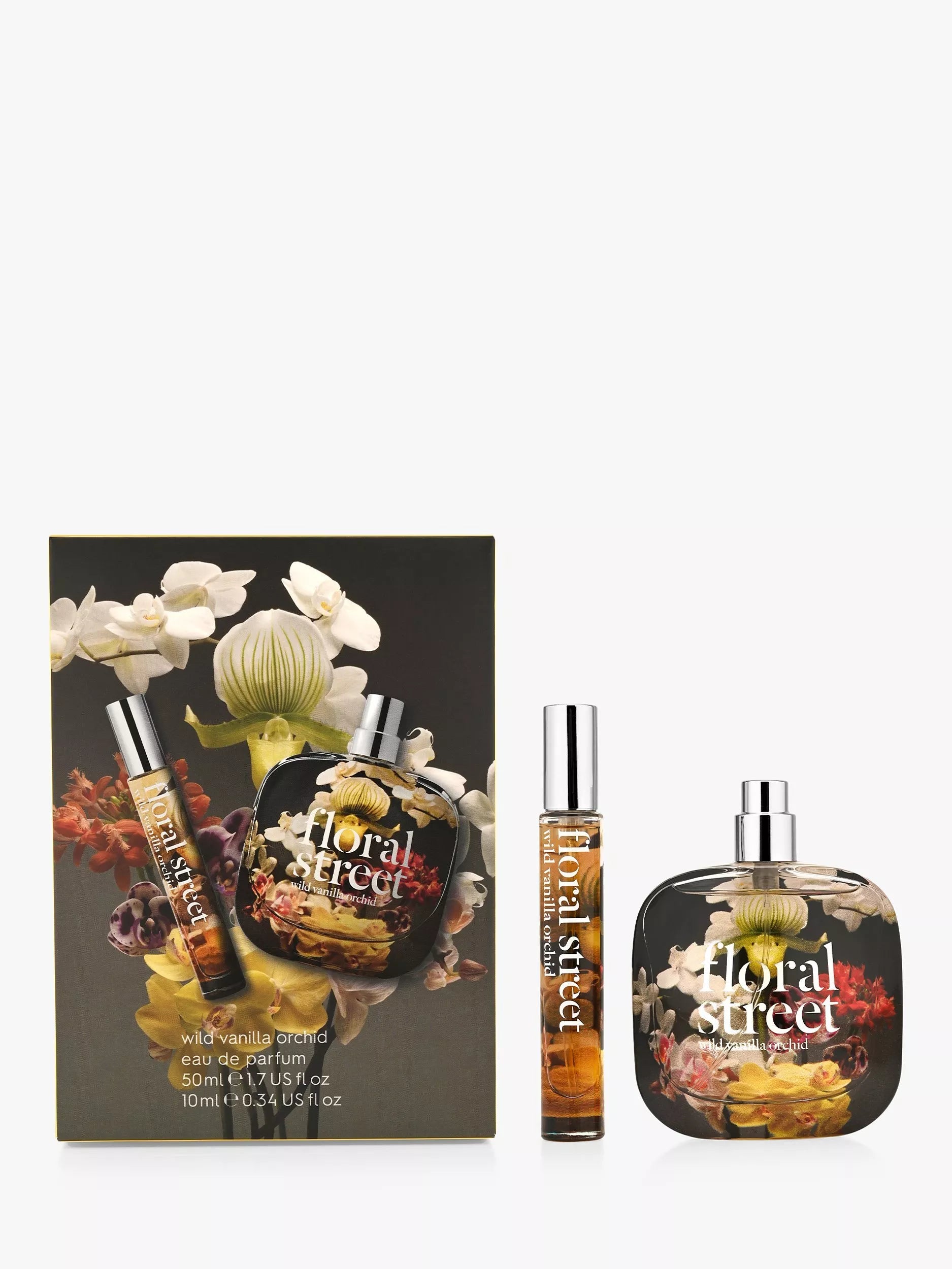 Floral Street Wild Vanilla Orchid perfume gift set with 50ml and 10ml spray - British product