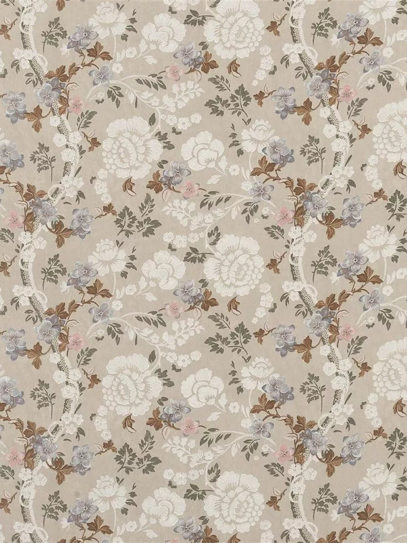 English Heritage floral damask furnishing fabric 137cm wide - British product