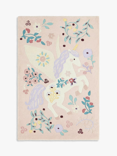 John Lewis John Lewis Enchanted Garden Wool Pile Rug, Pink, L170 x W110cm- Buy online at McGrocer