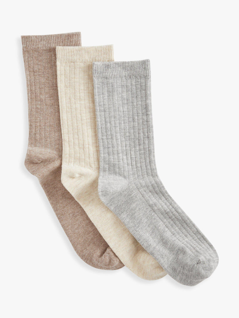 John Lewis gerippte Knöchelsocken aus Bio-Baumwollmischung, 3er-Pack, UK-Version