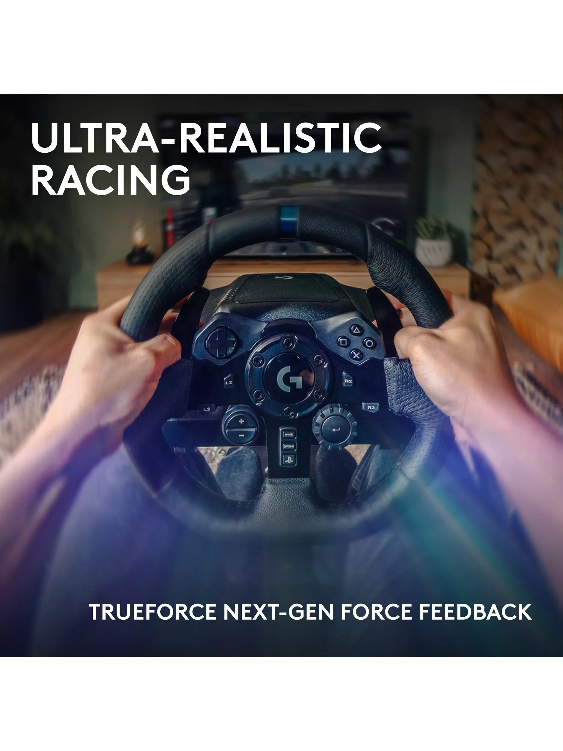 Logitech G923 TRUEFORCE racing wheel for PlayStation and PC, UK version