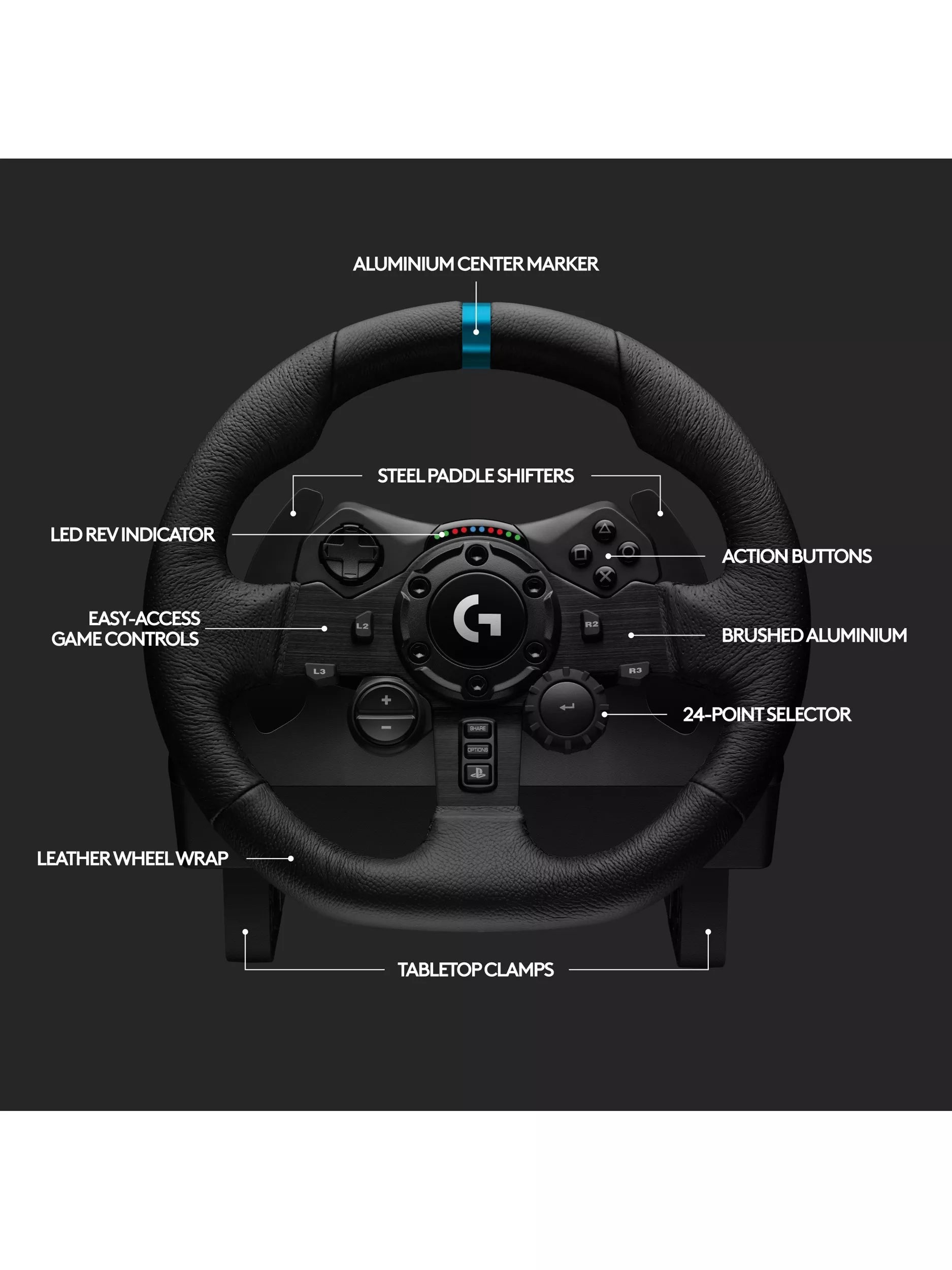 Logitech G923 TRUEFORCE racing wheel for PlayStation and PC, UK version