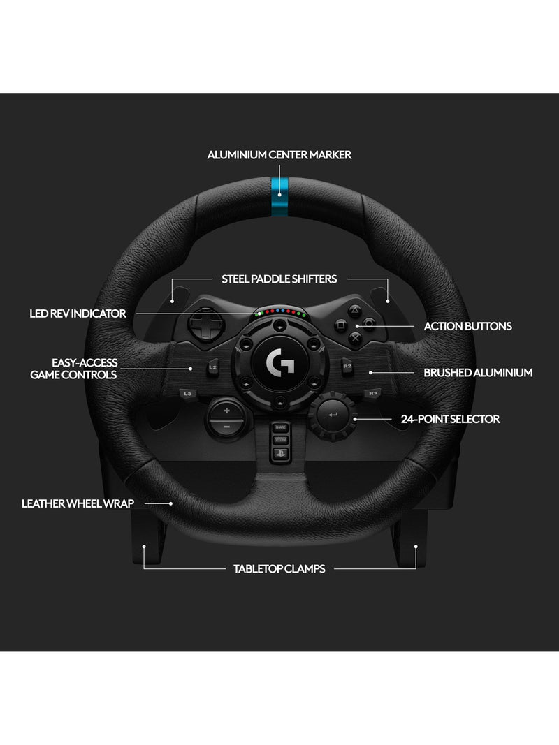 Logitech G923 TRUEFORCE racing wheel for PlayStation and PC, UK version