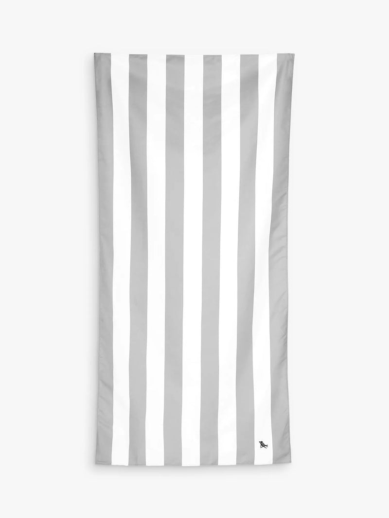Dock & Bay Cabana Stripe Quick Dry Beach Towel - Grey