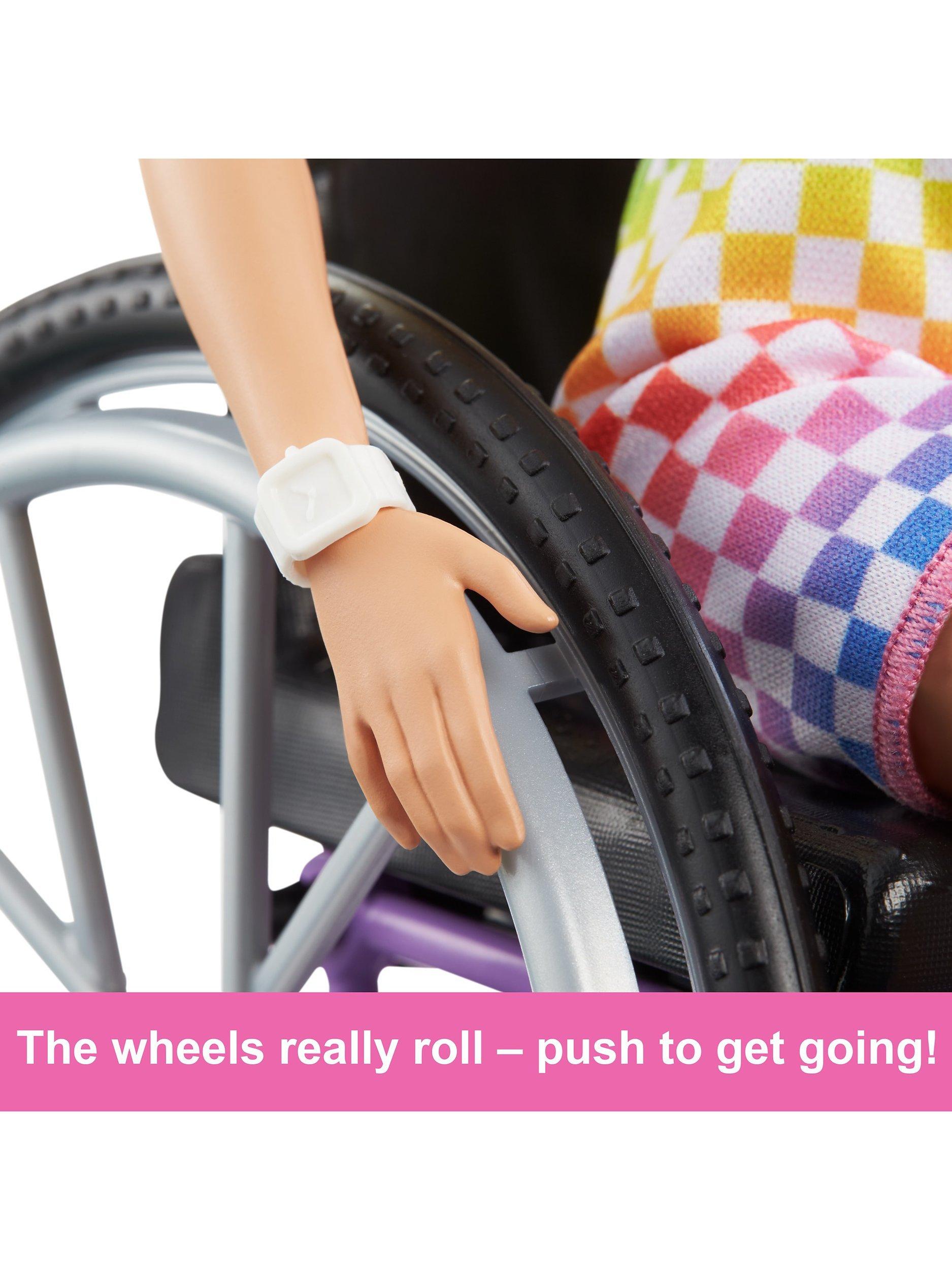 Barbie Fashionista doll in wheelchair with long hair, imported from the UK