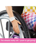 Barbie Fashionista doll in wheelchair with long hair, imported from the UK
