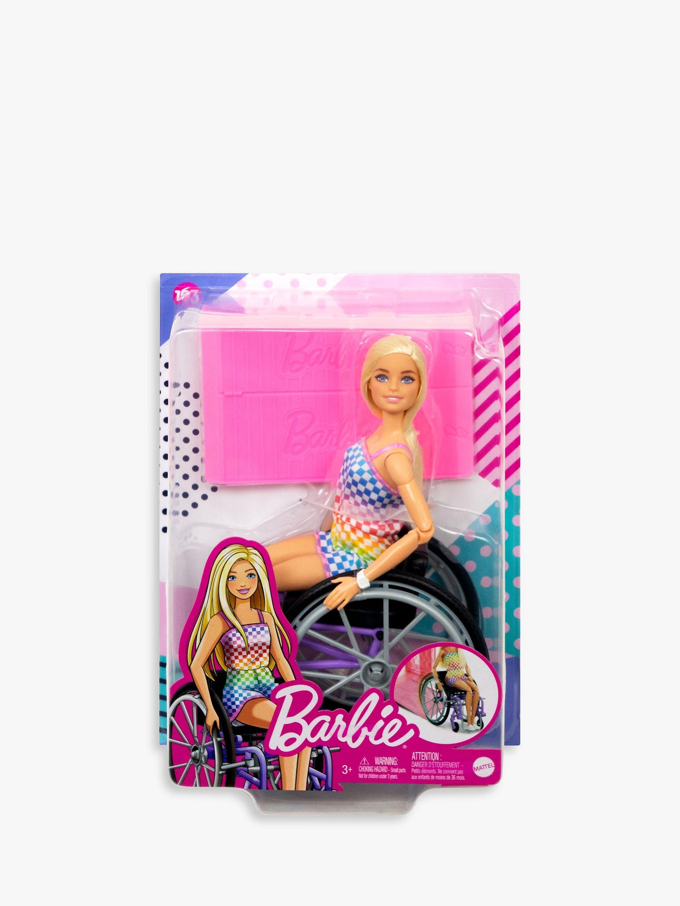 Barbie Fashionista doll in wheelchair with long hair, imported from the UK