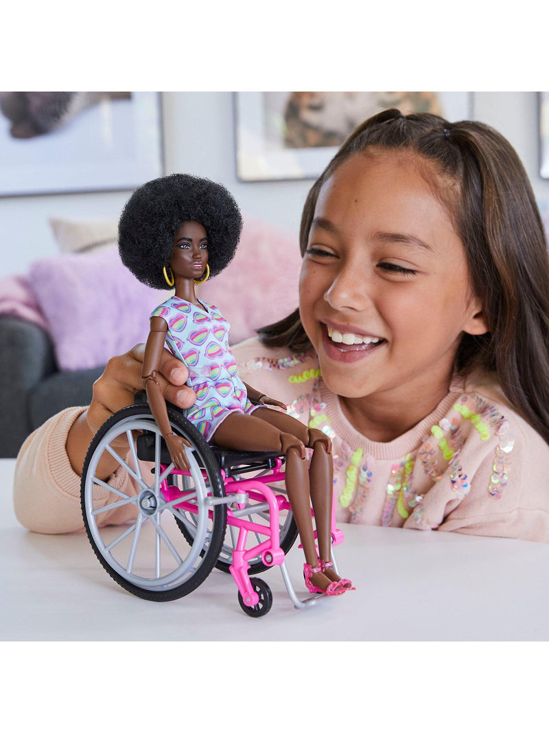 Barbie doll with afro hair and wheelchair, UK version