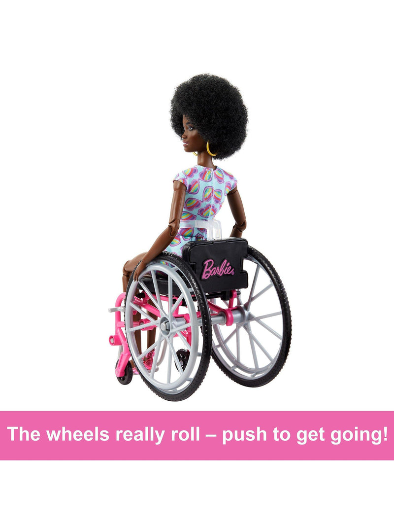 Barbie doll with afro hair and wheelchair, UK version