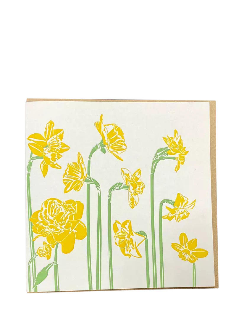 Penguin Ink daffodils blank greeting card (British brand)