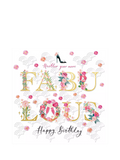 Woodmansterne birthday card with 'Another Year More Fabulous' message, UK version