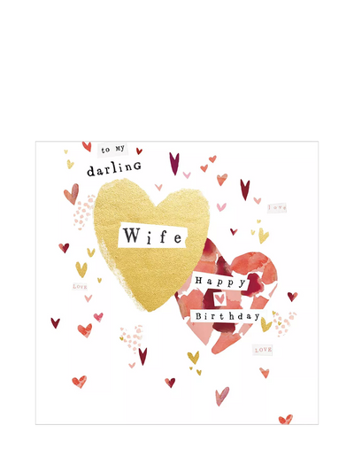 John Lewis Woodmansterne Hearts Darling Wife Birthday Card- Buy online at McGrocer