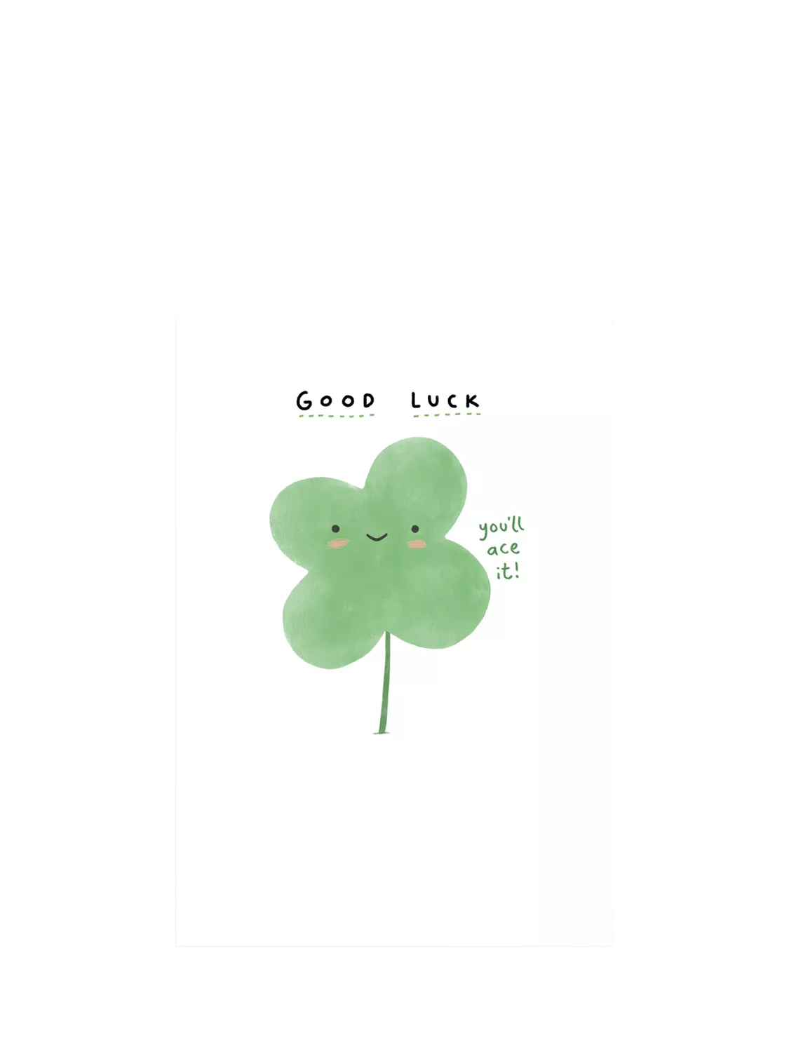Woodmansterne Four Leaf Clover Good Luck Card, imported from the UK