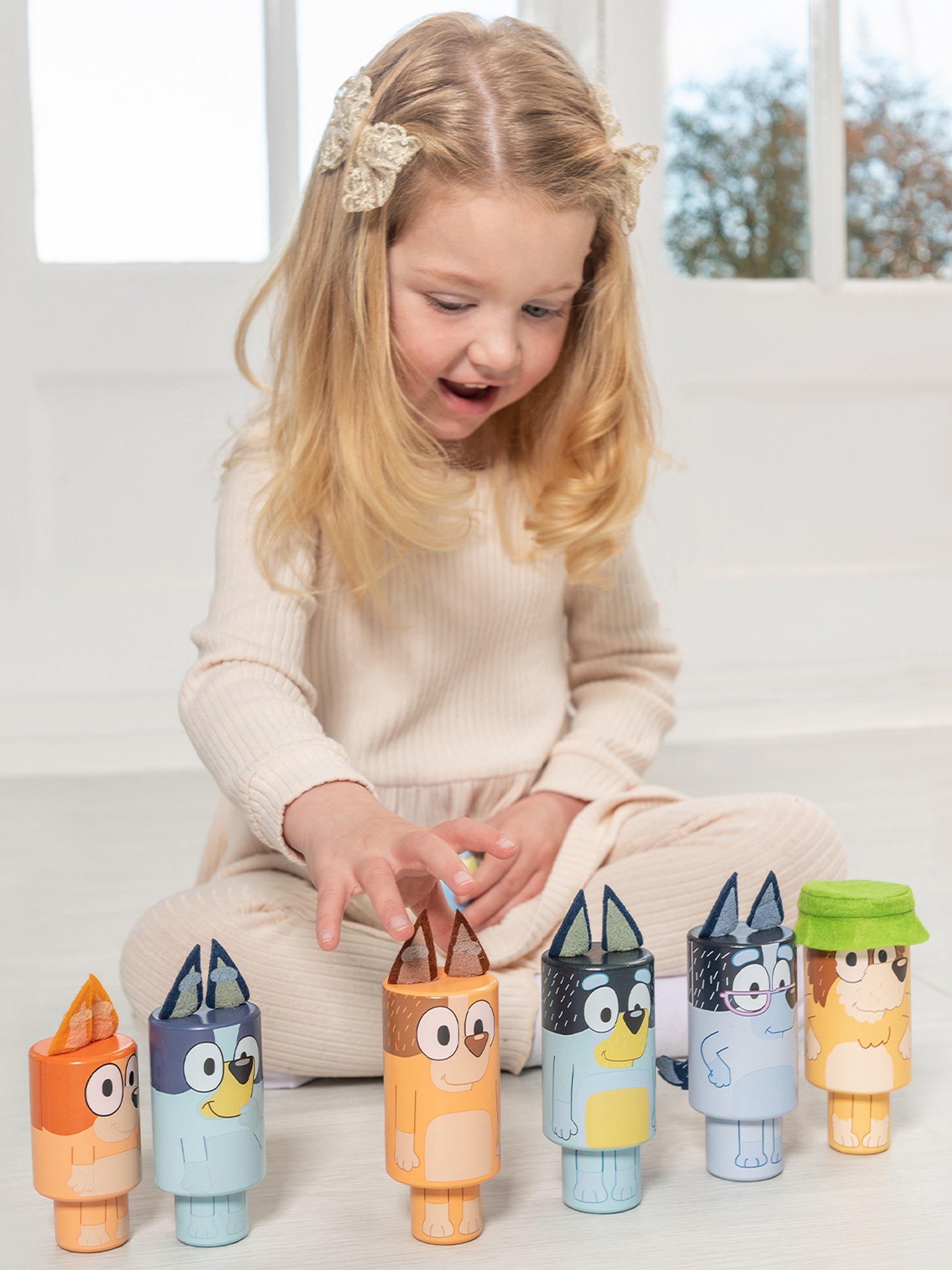 Bluey wooden character skittle set, imported from the UK