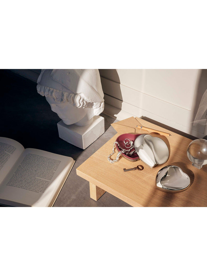 Georg Jensen Heart Stainless Steel Trinket Dish, Silver/Red