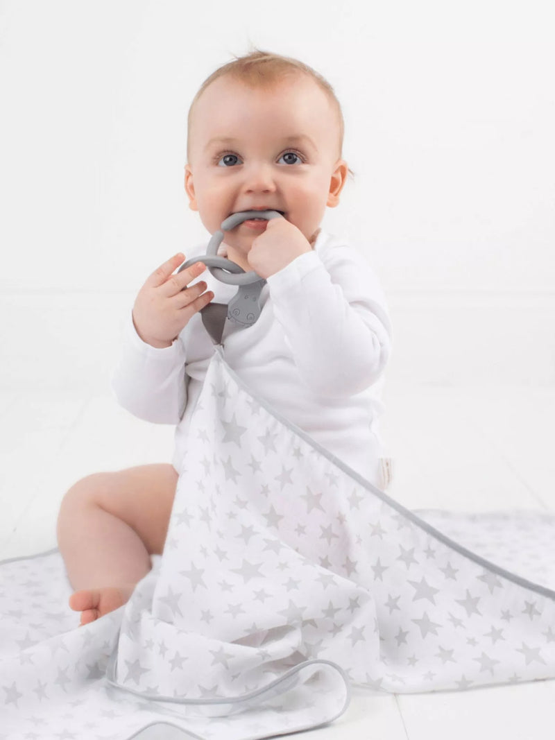 Cheeky Chompers multi muslin breastfeeding cover, silver stars (British brand)