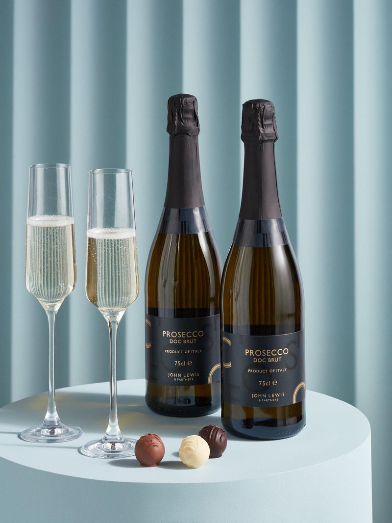 John Lewis Prosecco and chocolate truffles gift box 2x75cl 2x35g, UK version