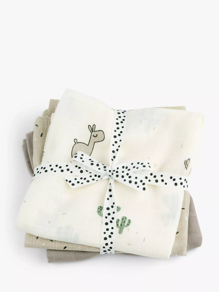 Done by Deer Lalee GOTS Organic Cotton Muslin Burp Cloths, Pack  of 3, Sand