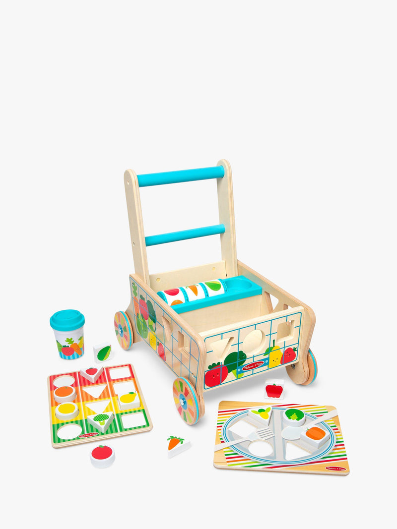 Melissa & Doug shape sort grocery cart walker wooden toy, imported from the UK