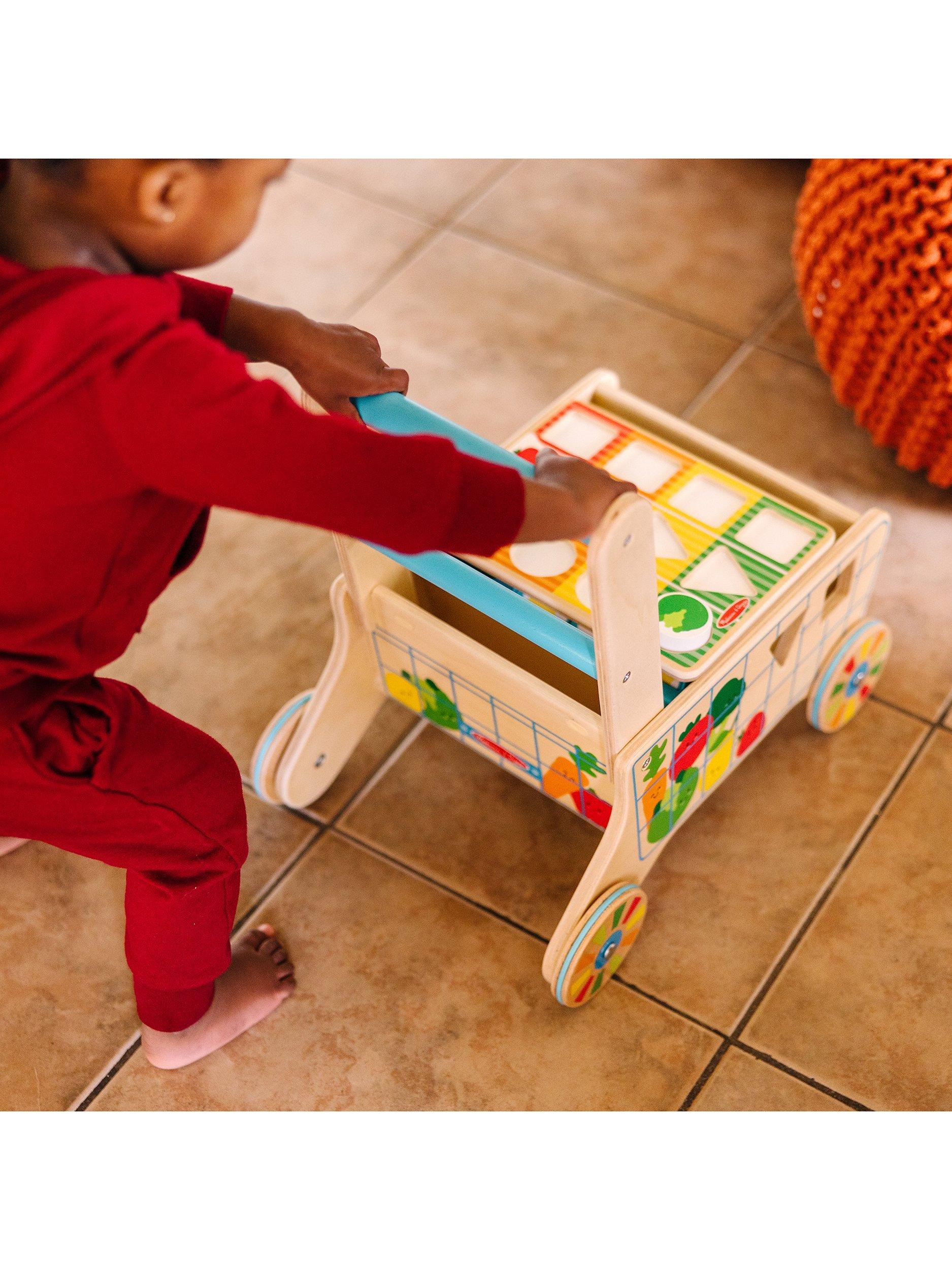 Melissa & Doug shape sort grocery cart walker wooden toy, imported from the UK