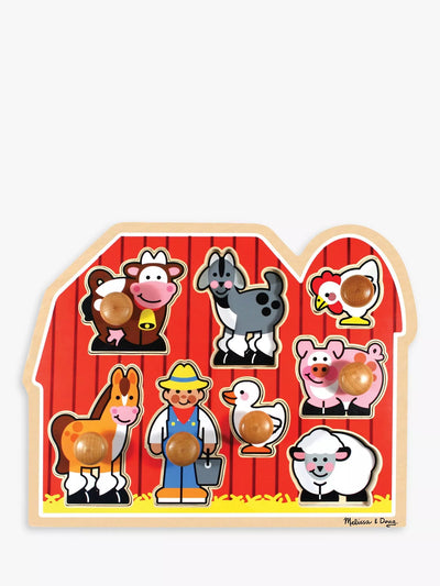 John Lewis Large Wooden Farm Animal Peg Puzzle with Eight Pieces- Buy online at McGrocer