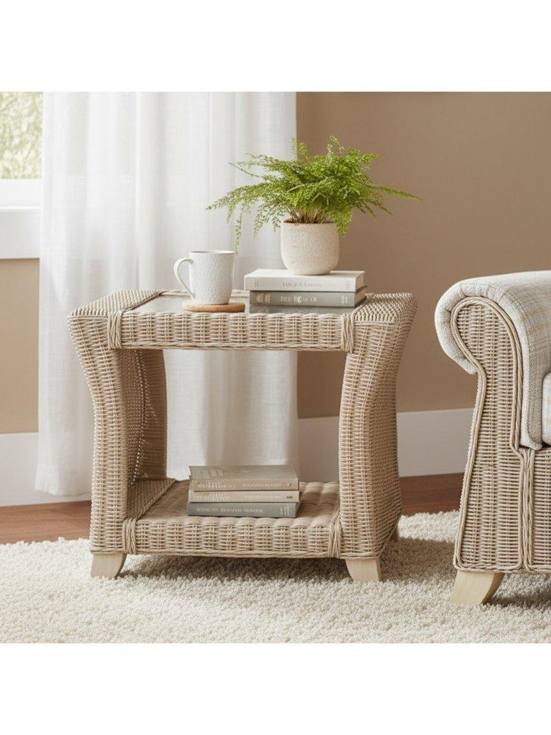 Desser Clifton rattan side table natural, imported from the UK