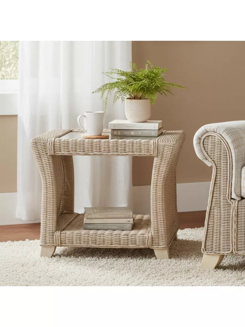Desser Clifton rattan side table natural, imported from the UK