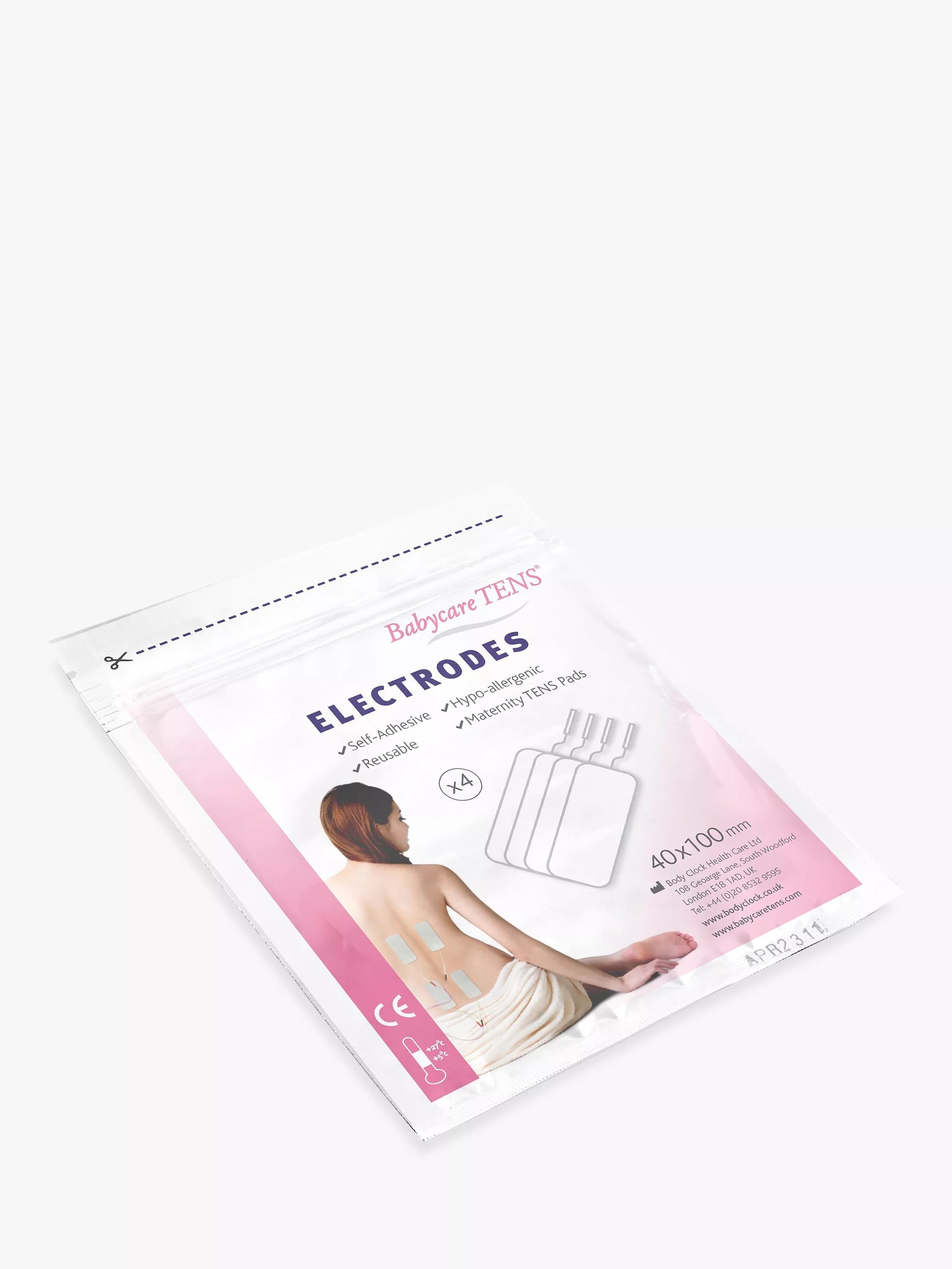 Body Clock Health Care Ltd obstetric TENS replacement electrodes 40mm x 100mm - British product