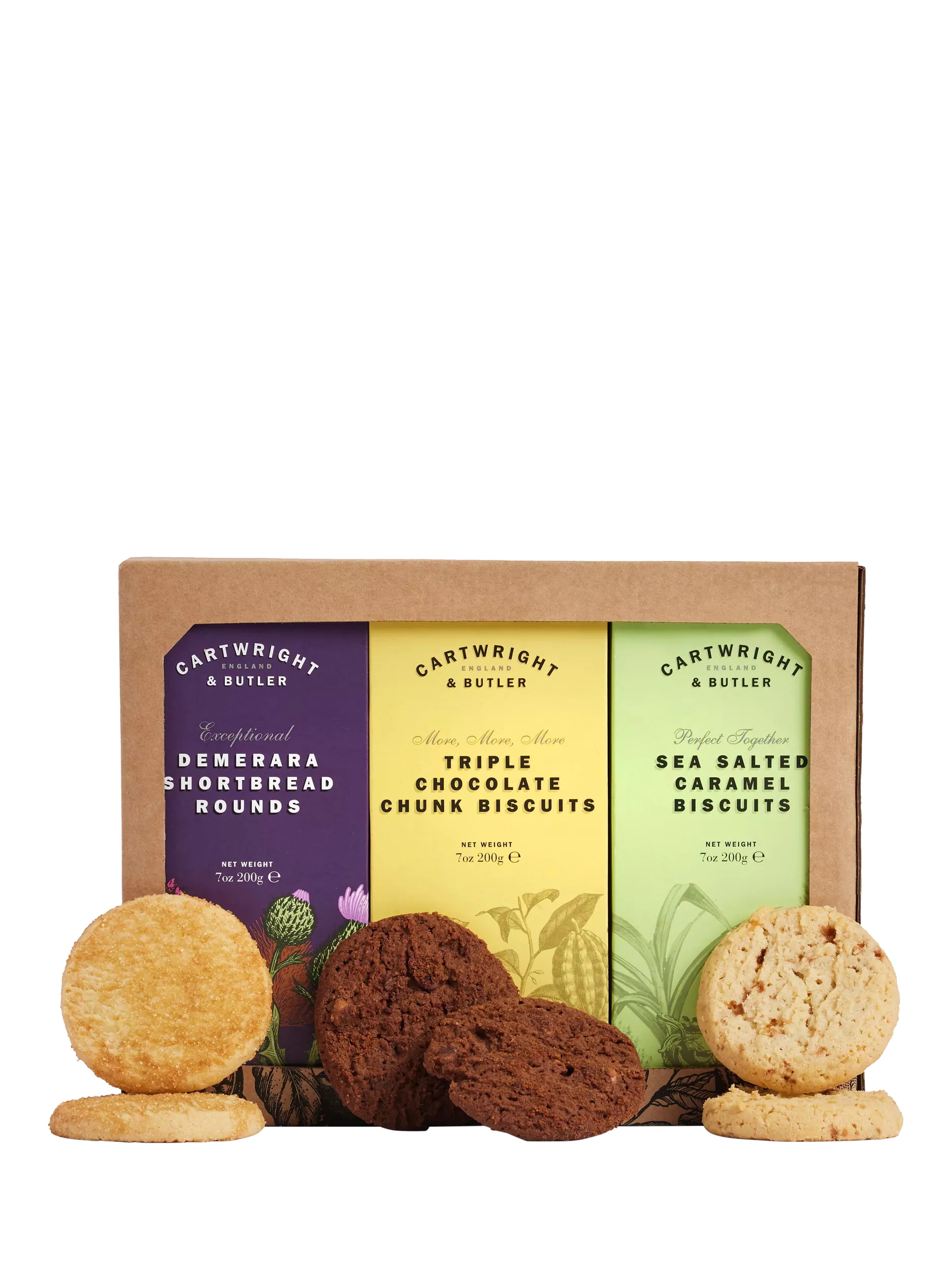 Cartwright & Butler assorted biscuit trio with three varieties including Demerara shortbread, 600g - British product