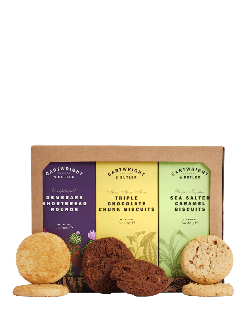 Cartwright & Butler assorted biscuit trio with three varieties including Demerara shortbread, 600g - British product