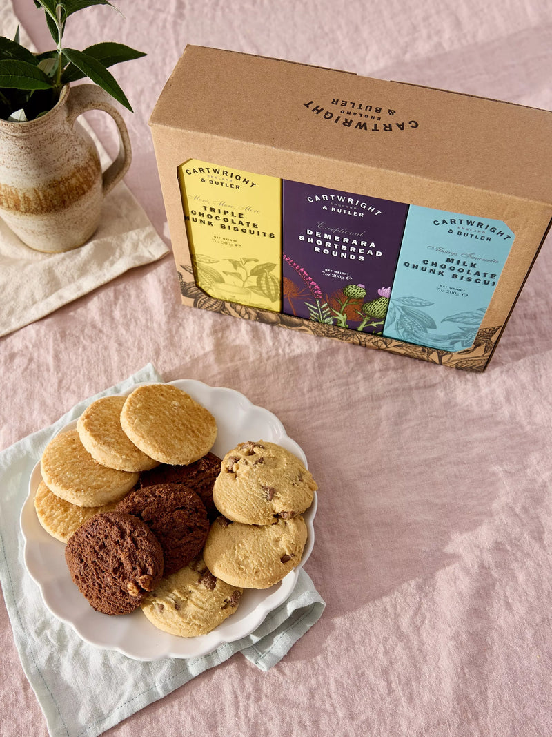 Cartwright & Butler assorted biscuit trio with three varieties including Demerara shortbread, 600g - British product