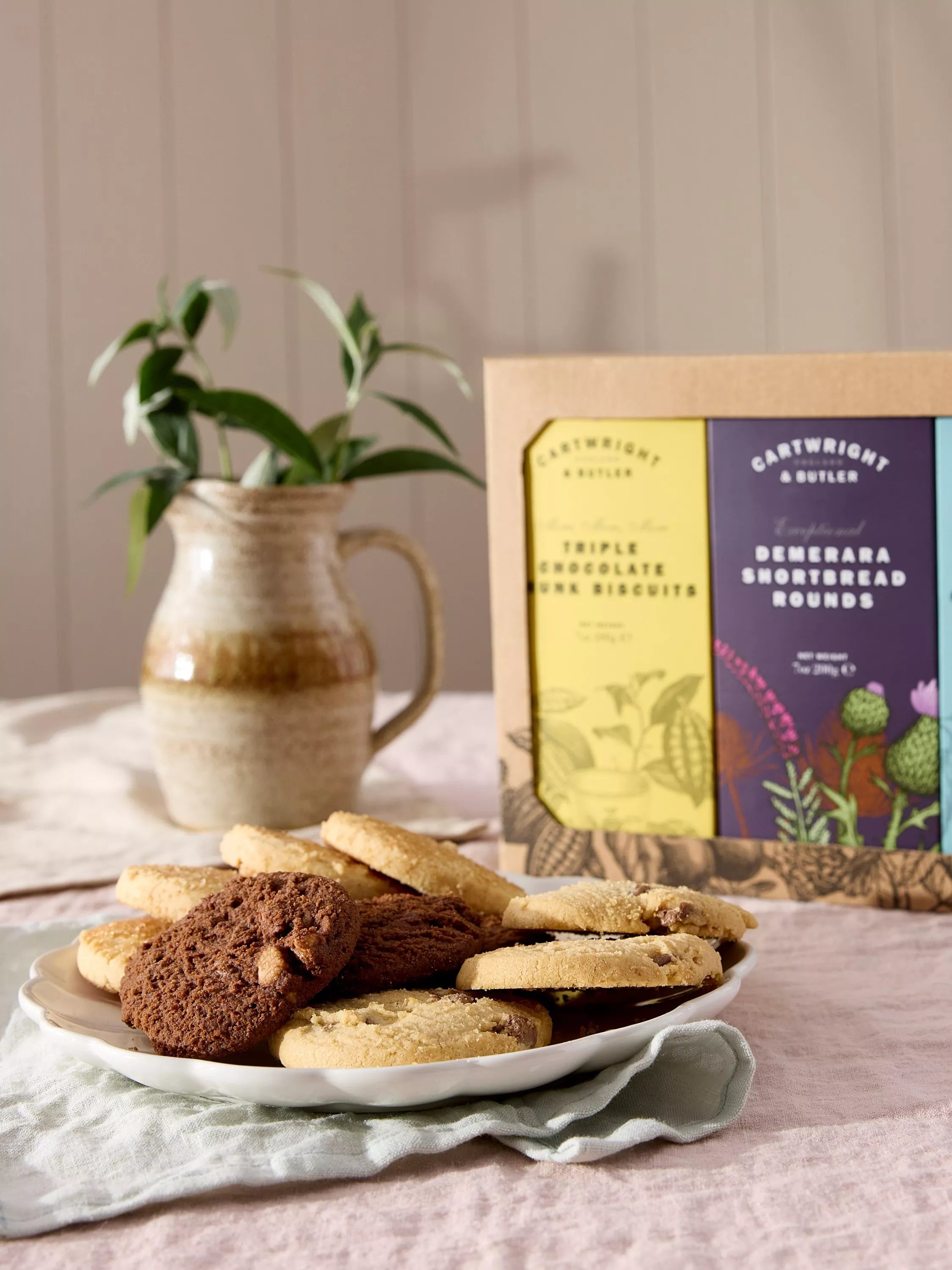 Cartwright & Butler assorted biscuit trio with three varieties including Demerara shortbread, 600g - British product