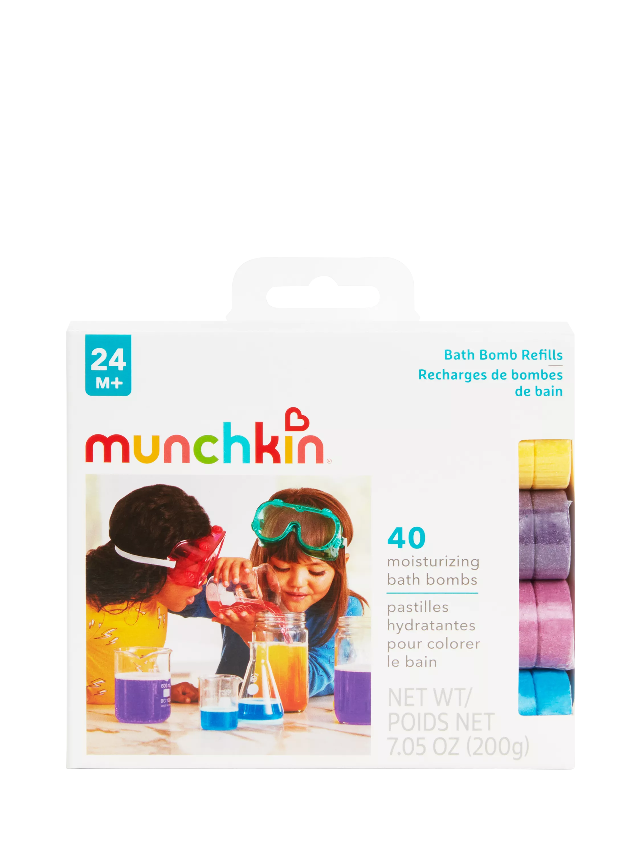 Munchkin kids' moisturising colour bath bombs pack of 40, UK version