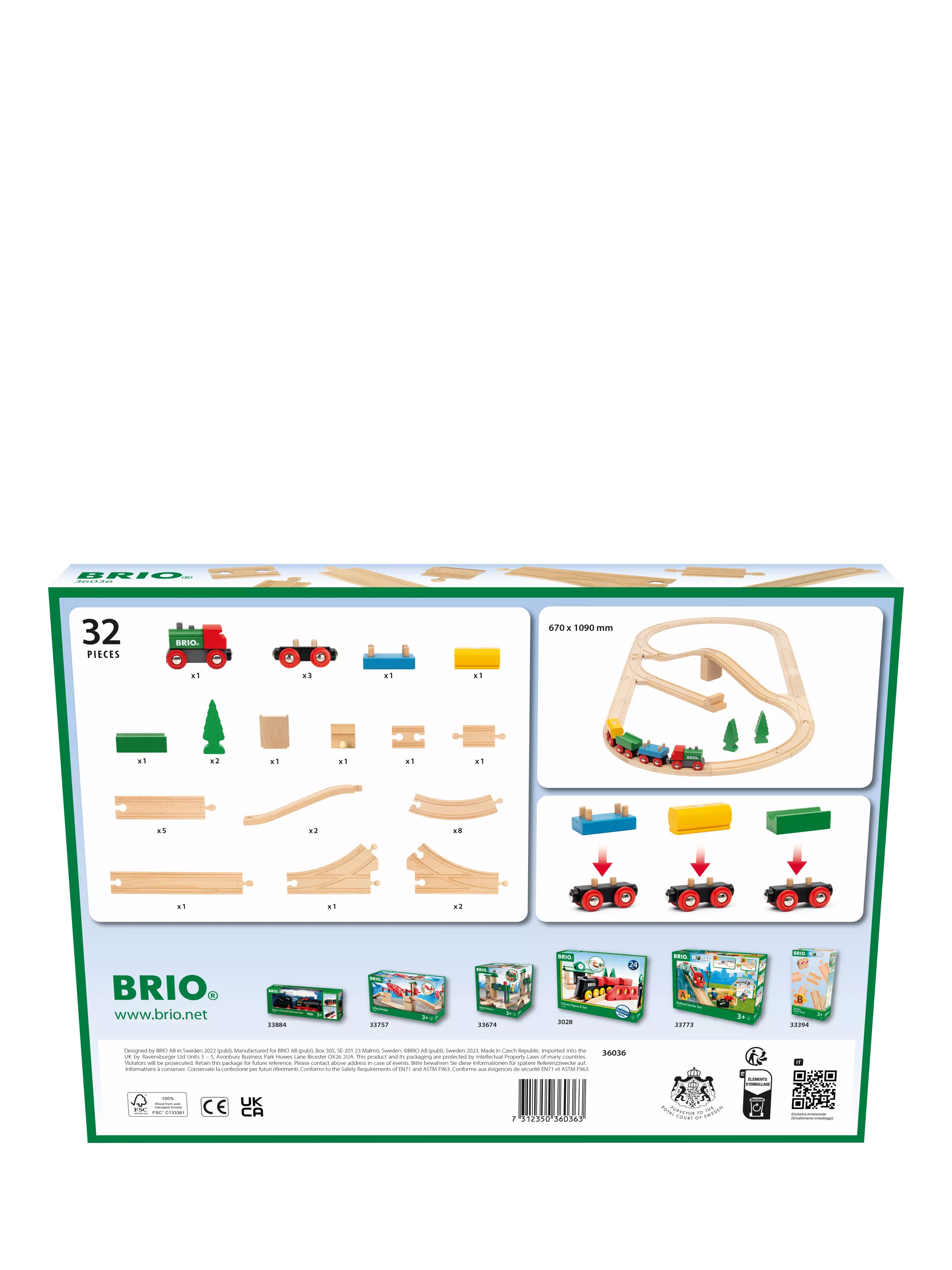 BRIO wooden train set 65th anniversary 32-piece, imported from the UK