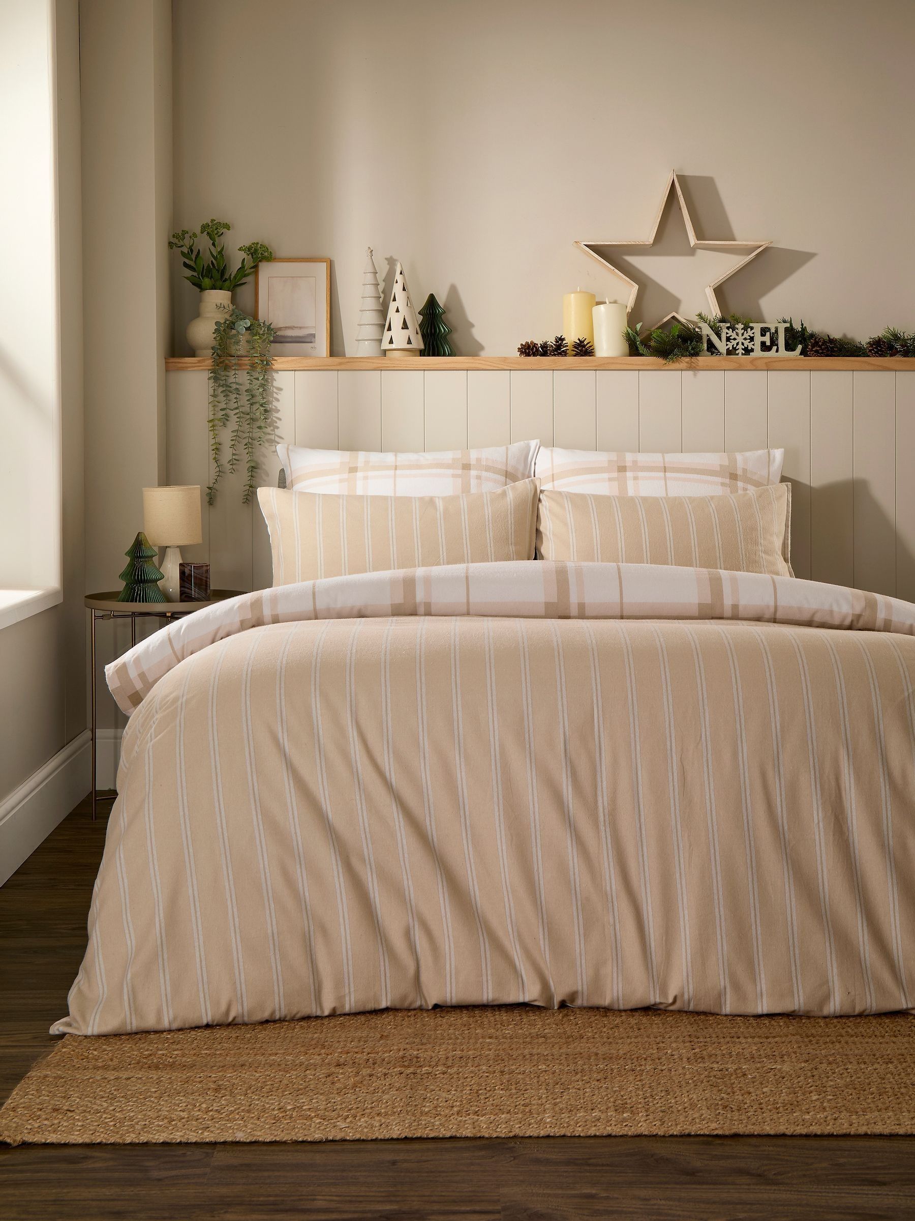 Vantona green plaid duvet cover set (British brand)