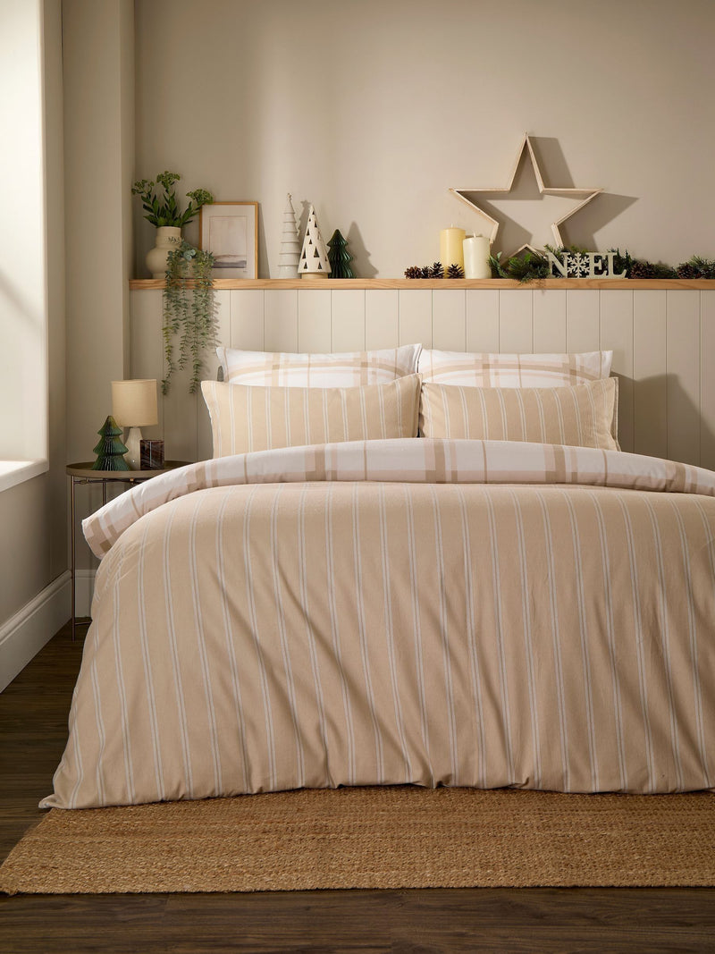 Vantona green plaid duvet cover set (British brand)