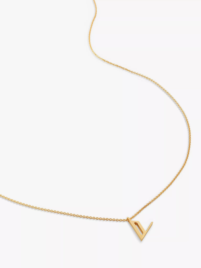 Monica Vinader Alphabet Pendant Necklace, Gold, V