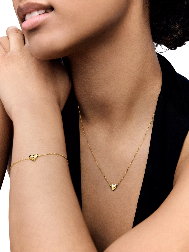 Monica Vinader heart pebble necklace in gold on adjustable chain (British brand)