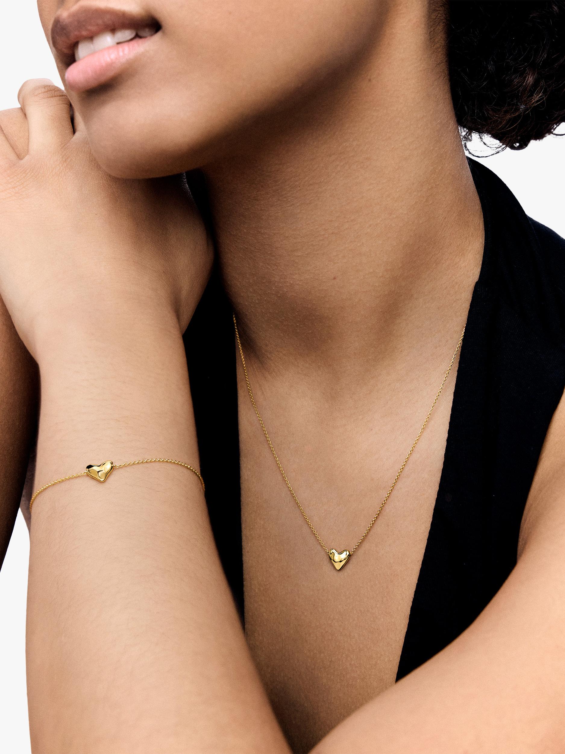Monica Vinader heart pebble necklace in gold on adjustable chain (British brand)