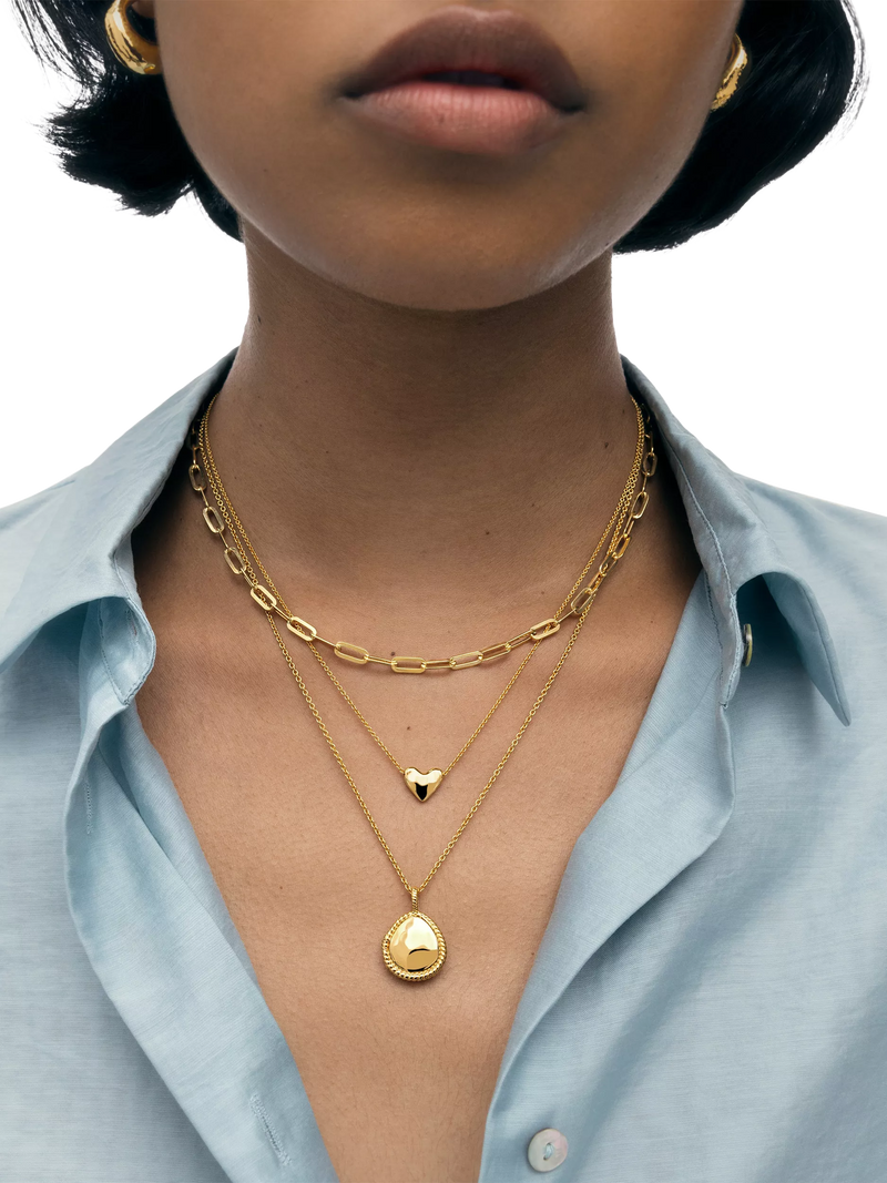 Monica Vinader heart pebble necklace in gold on adjustable chain (British brand)