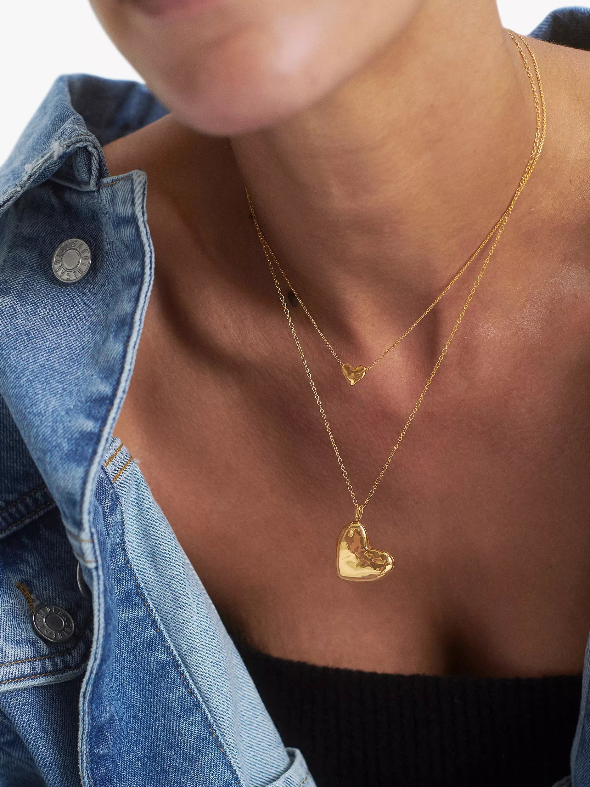 Monica Vinader heart pebble necklace in gold on adjustable chain (British brand)