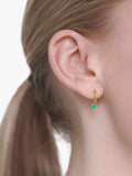 Monica Vinader Mini Gem Huggie Earrings Green Onyx, imported from the UK