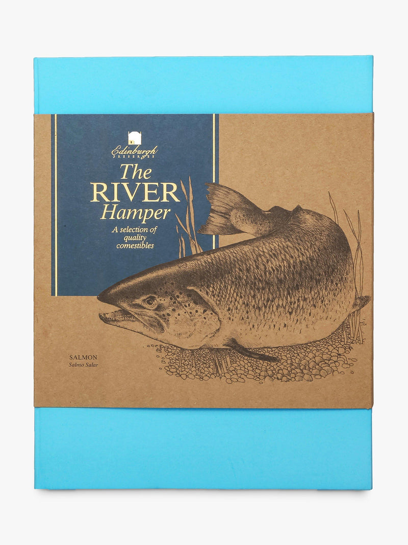 Edinburgh Preserves River Hamper with chutney, jam, shortbread, oatcakes, fudge, and honey mustard - British product