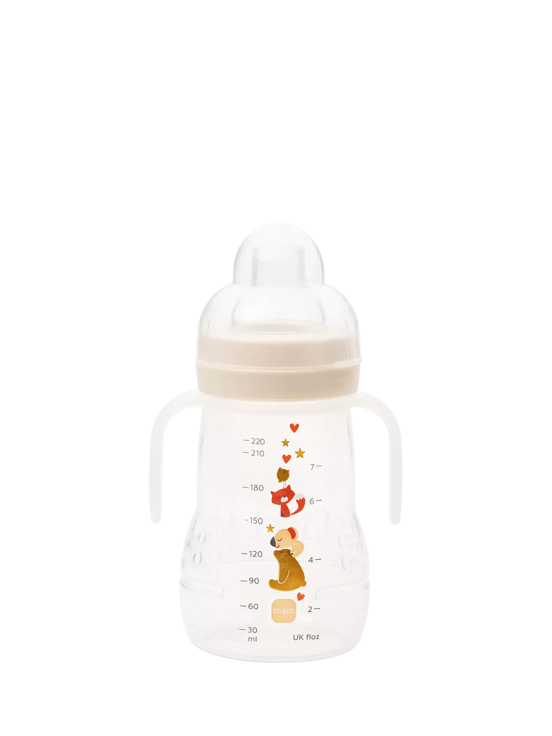 MAM baby bottle with glow in the dark handles 220ml, UK version