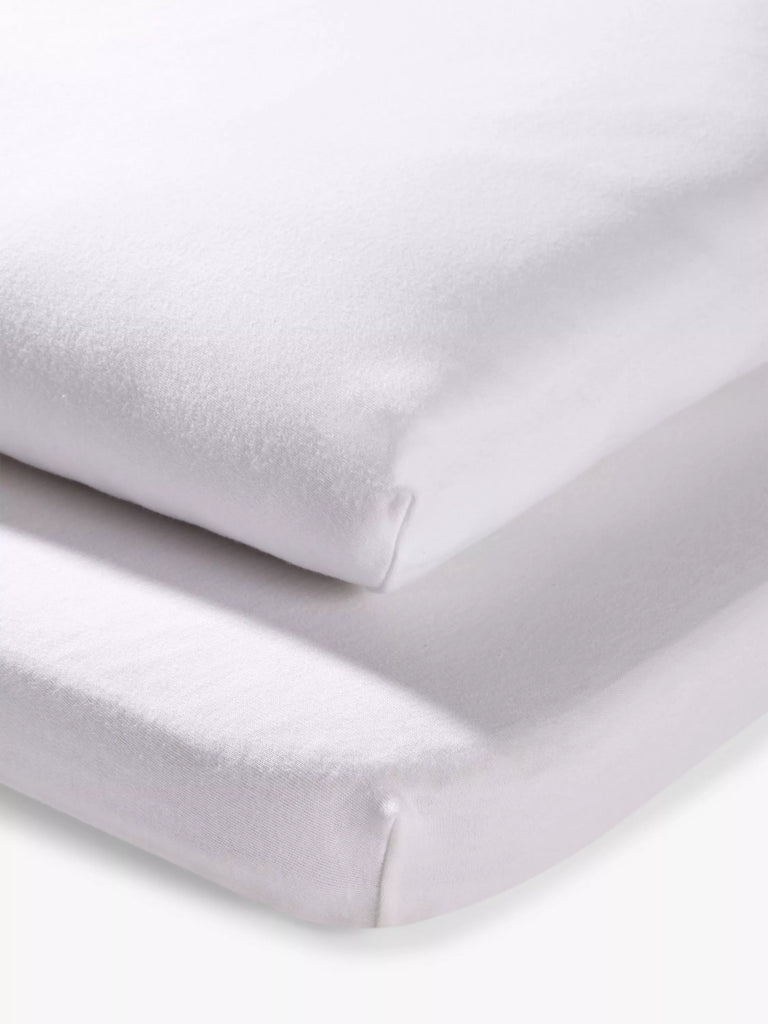 John Lewis Seconds GOTS Organic Cotton Crib Fitted Sheet, Pack of 2, White