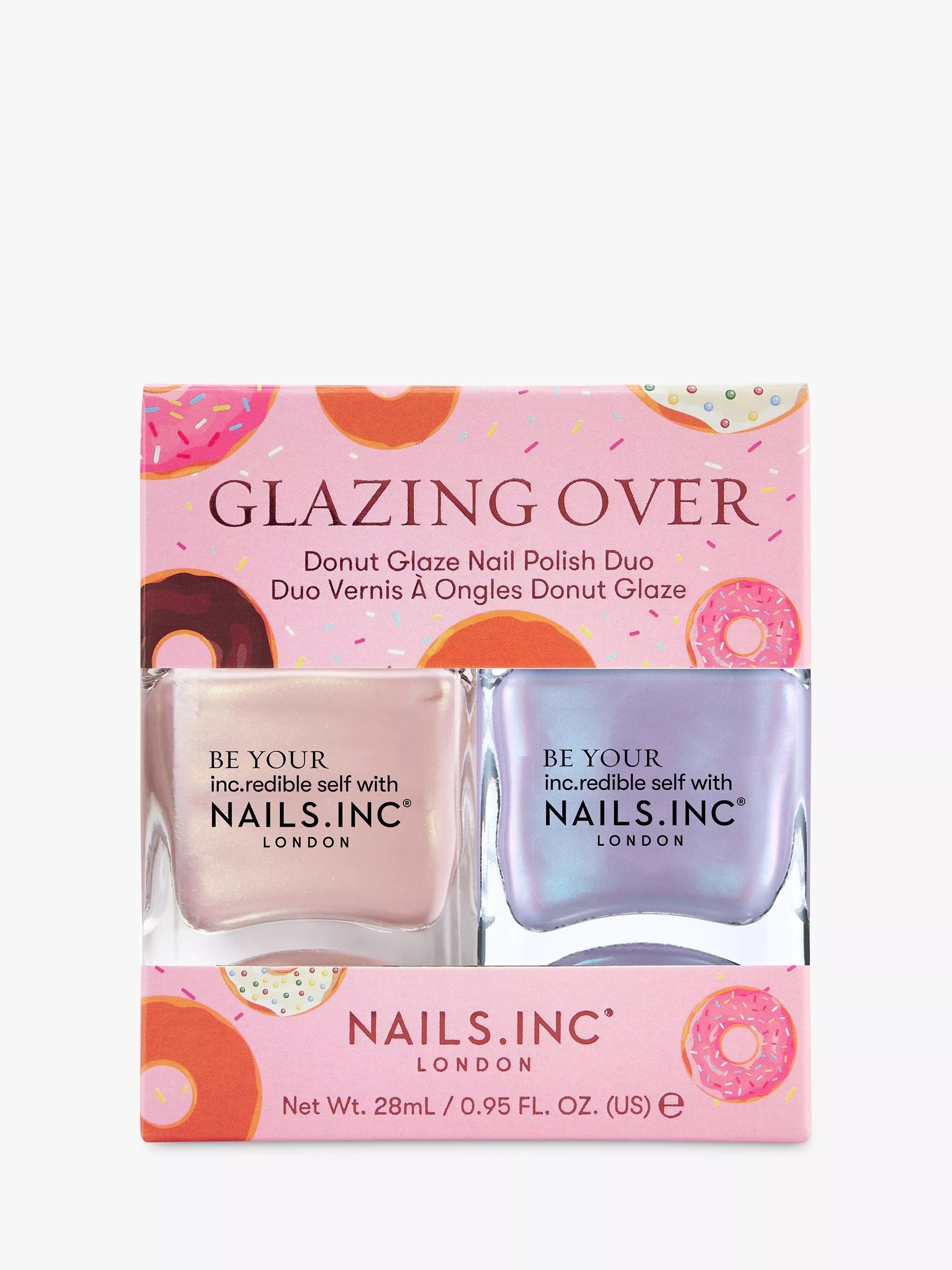Nails Inc Glazing Over Duo 28ml, imported from the UK