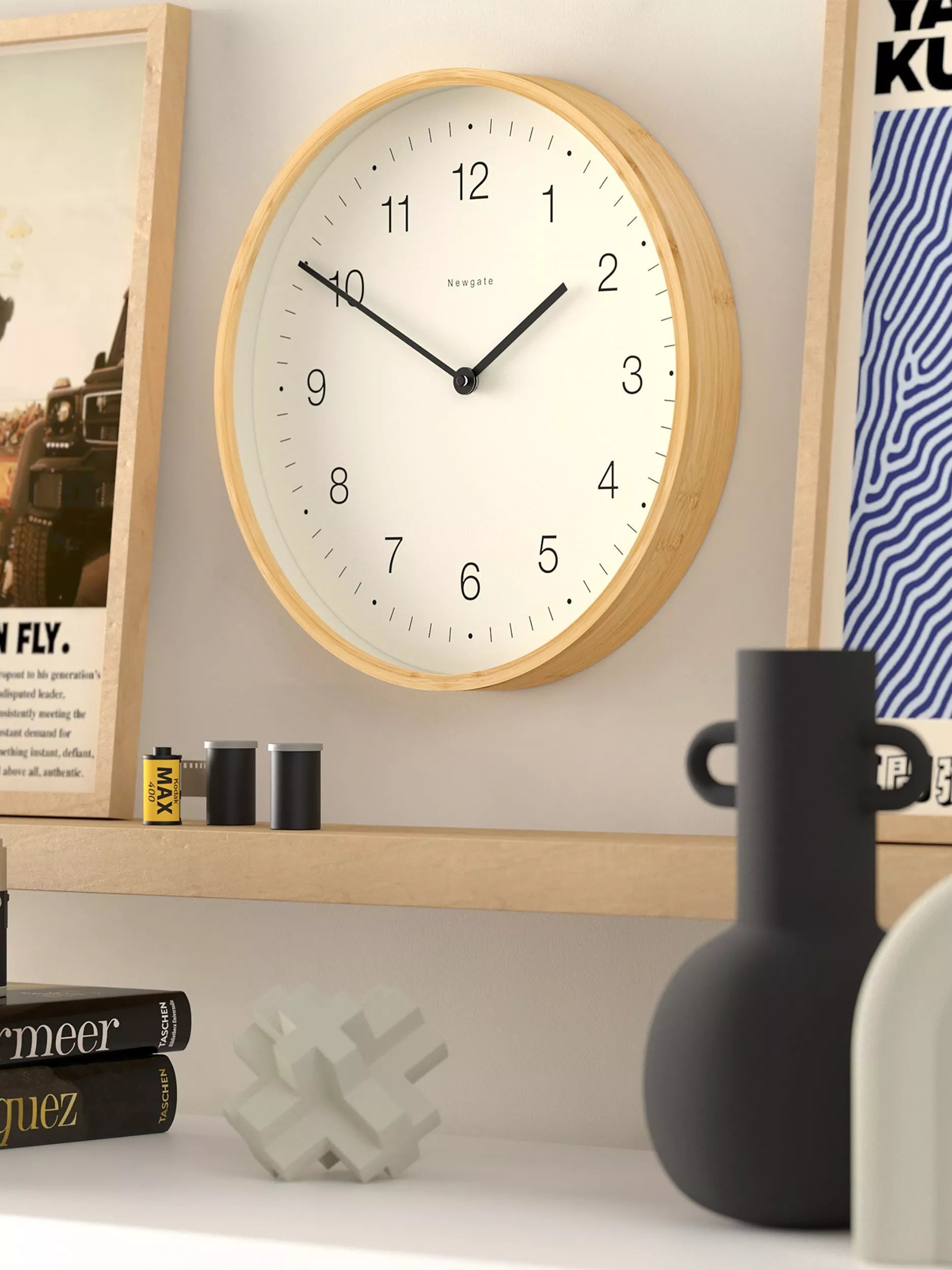 Newgate Clocks bamboo wall clock 38cm, imported from the UK