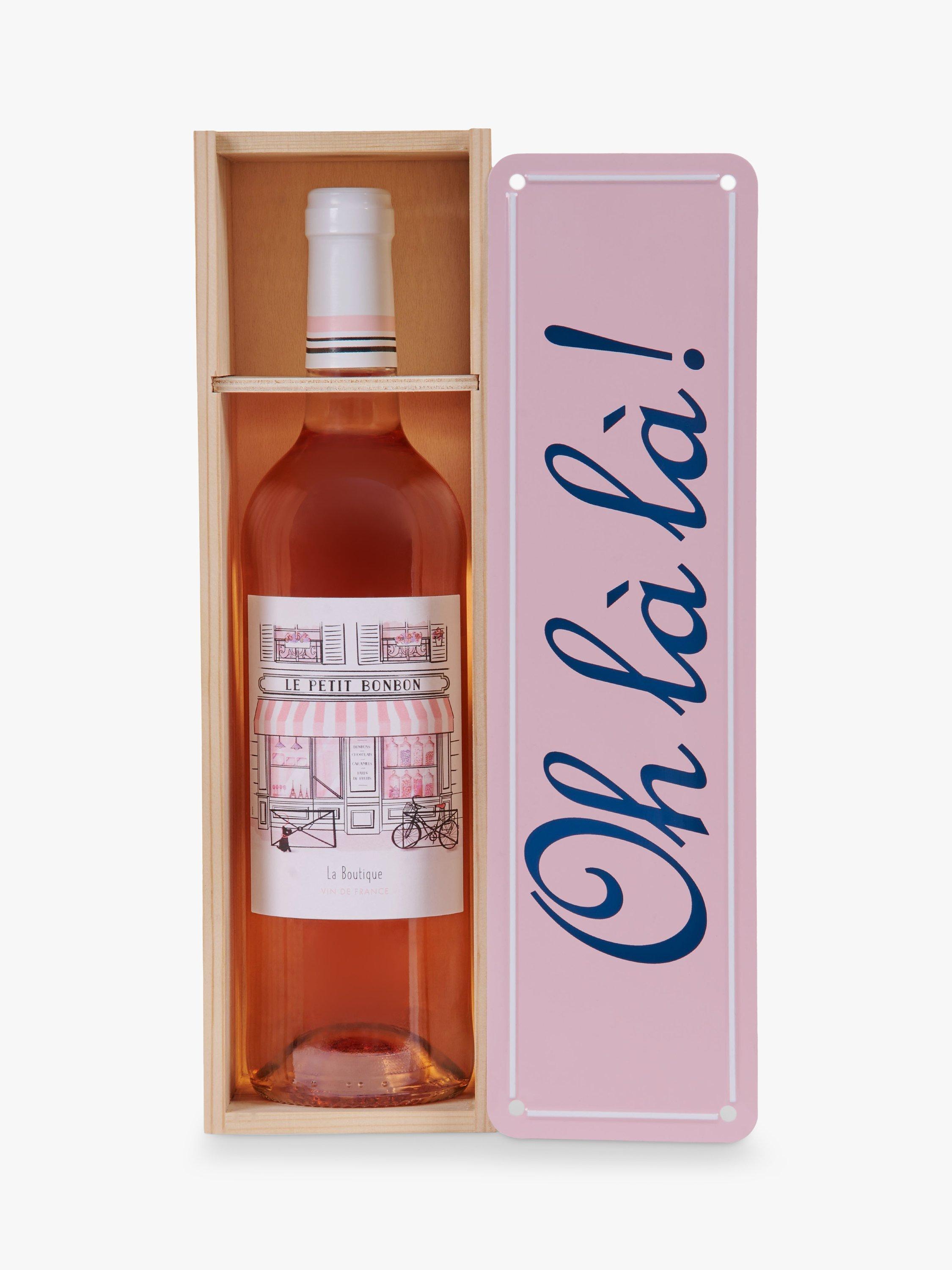 La Petit Bonbon rose wine in decorative tin lid box 75cl, imported from the UK